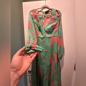 ASOS size 14 Maxi Dress- Green and Pink